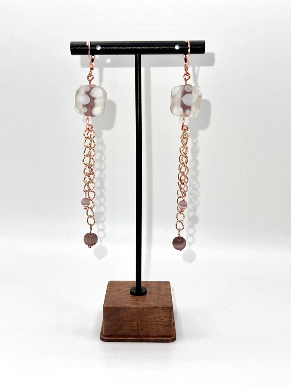 Elegant Polka Dot Glass Drop Earrings